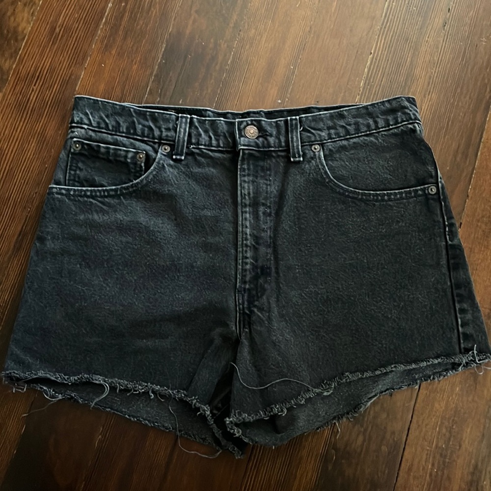 Vintage Levi 550 black denim cutoff shorts
